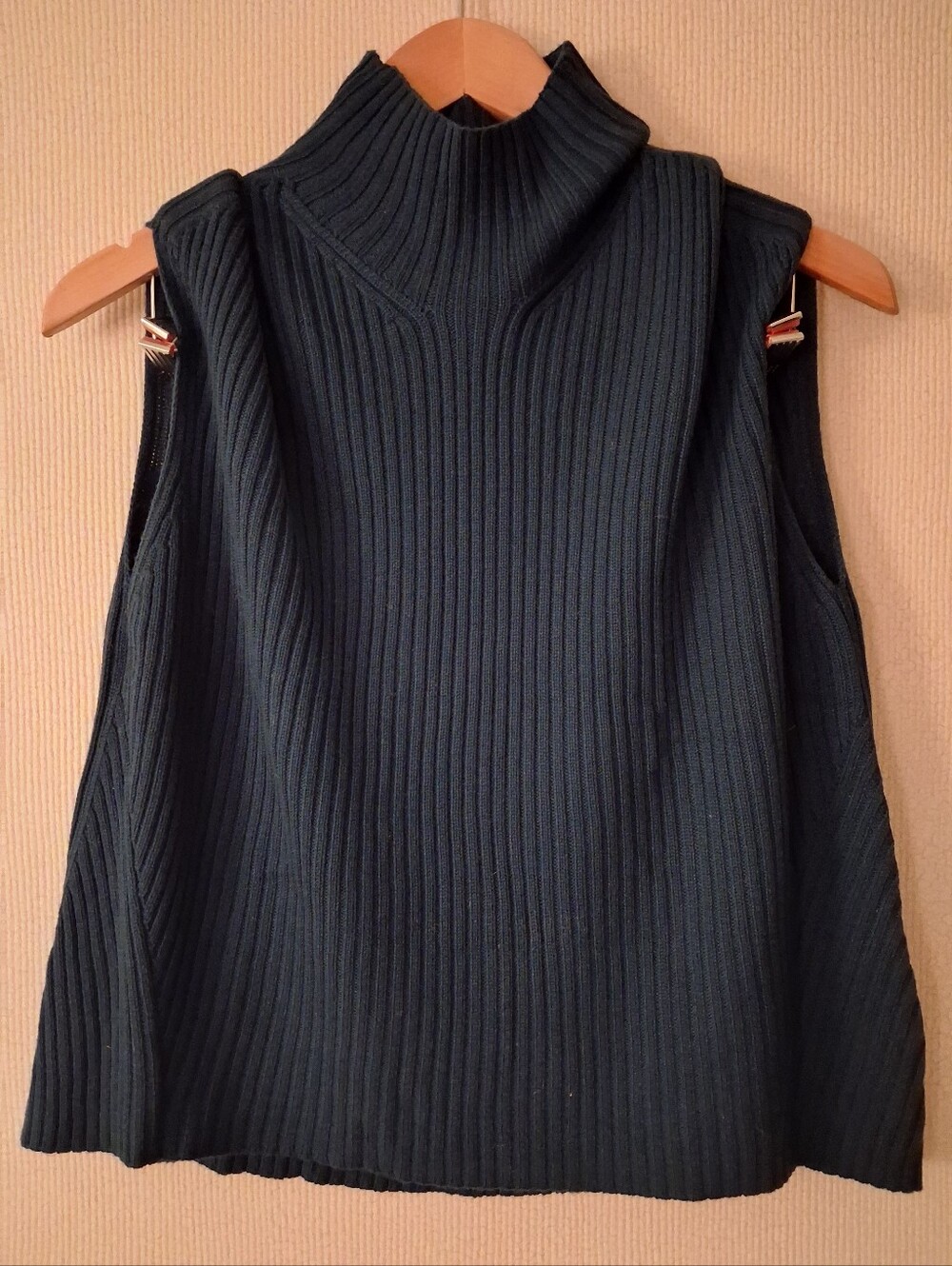 Jigsaw Ribbed Sleeveless Mock Neck Sweater Vest - Navy